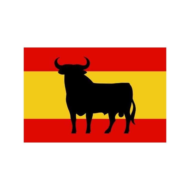 Drapeau de l'Espagne avec un taureau 150 x 90 centimètres